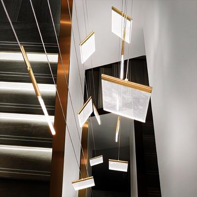 China Lighting Works Personality Simple Creative Minimalist Staircase Chandelier Nordic Living Modern Hanging Led Pendant Light for sale