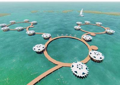 China Lichte staalconstructie geprefabriceerde bungalow boven het water / prefabhuis voor resortwaterbungalow Te koop