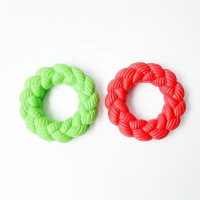 China Stocked Hard Natural Rubber Stress Ring Pet Toys Interactive Dog Chew Toy for sale