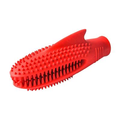 China Stocked Dog Chew Shark Teeth Cleaning Natural Rubber Dog Squeaky Toy for sale