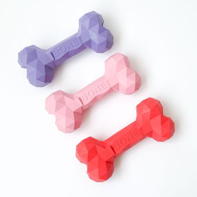 China Diamond Food Puzzle Dog Bone Toy Dog Rubber Bone Chew Stocked Toys for sale