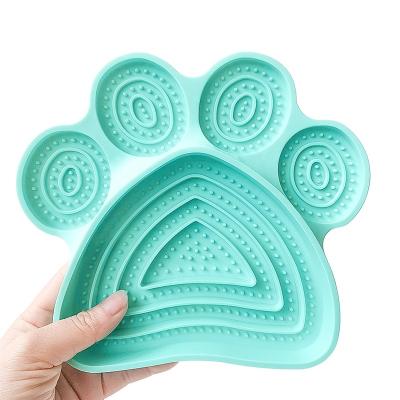 China 7 Suction Stocked Paw Licking Mat Silicone Pet Mat Slow Feeding Dog Lick Mat for sale