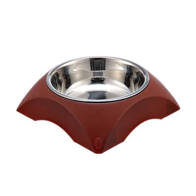 China Stocked Non-slip Pet Bowls And Feeders PP Stand Up Stainless Steel Dog Bowl for sale