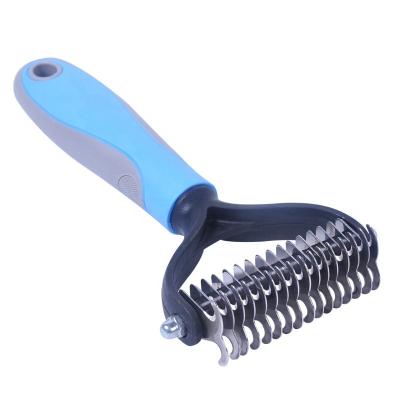 China Durable Rounded Blade Double Sided Pet Cat Dog Dematting Deshedding Tool Dogs Grooming Combs for sale