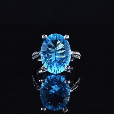 China 2022 summer wholesale FASHIONABLE beautiful Crystal Stone Beaded Copper Clear Sapphire Ring Women for sale