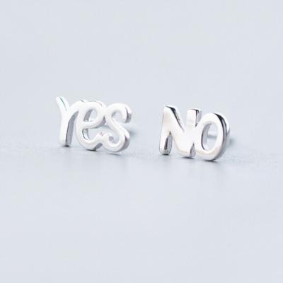 China Cute Yes No Personality Girls S925 Sterling Silver Pin Earrings For for sale