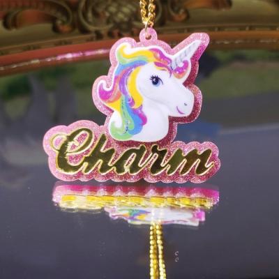 China Custom Photo Necklace Cartoon Character Name Plate Hiphop Colorful Acrylic Diy Necklace for sale