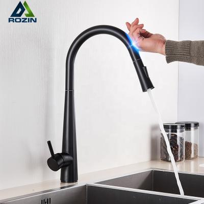 China Sense Faucets Matte Black Stainless Steel Kitchen Faucet Sensitive Touch Sensor Smart Touch Control Kitchen Mixer Tap for sale