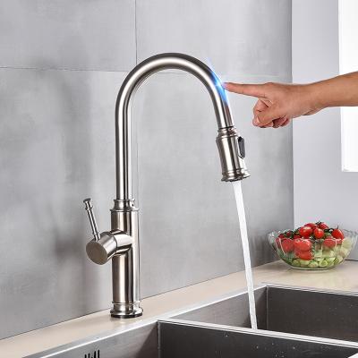 China Sense Faucets Lead Free Stainless Steel Pull Out Sensor Kitchen Faucet Mixer Tap Touch Sensitive Touch Control Kitchen Faucet for sale