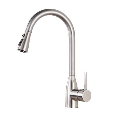 China Contemporary High-Arc Nickel Kitchen Sink Sink Brushed Faucet 2 Ways Pull Out Spray With Stand-Up Touch Wash Mixer Tap Deck Mounted for sale