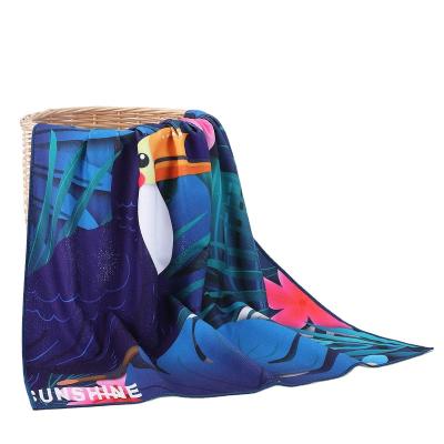 China Antimicrobial Custom Logo Quick Drying Sand Protection Super Fiber Printed Swimming Beach Towel for sale