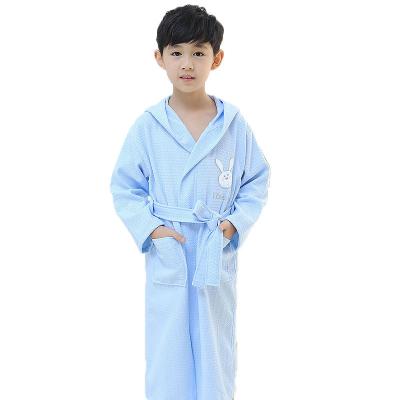 China Baby Men's and Women's Bathrobe Ger Waffle Style Thin Waffle Bathrobe Children's Summer Absorbent Swimming Cartoon Cotton Child Safe With Hat for sale