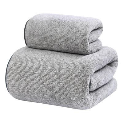 China Factory Good Quality Gray Striped Bamboo Charcoal Fiber Towel Bath Towel Beach Hypoallergenic for sale