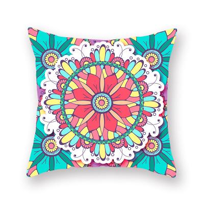 China National style anti-static mandala printing car office pillowcase peach skin velvet cushion cover digital hug pillowcase 45*45 for sale