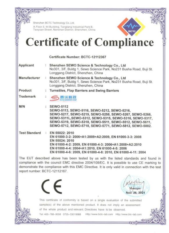 CE Certification - Shenzhen SEWO Science & Technology Co., Ltd.