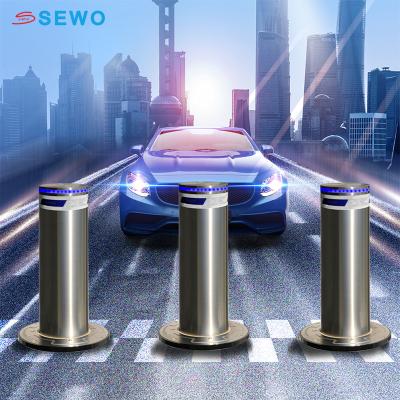 China Stainless Steel Automatic Retractable Bollard for Buried Structure 800mm Height and 6mm Cylinder Thickness for sale