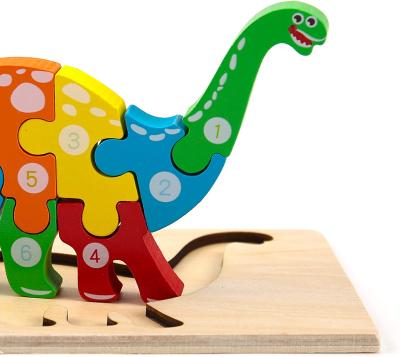 China Early Learning Wooden Toy Cartoon Toy Children 3D Cartoon Animal Traffic Montessori Puzzles Toys for sale