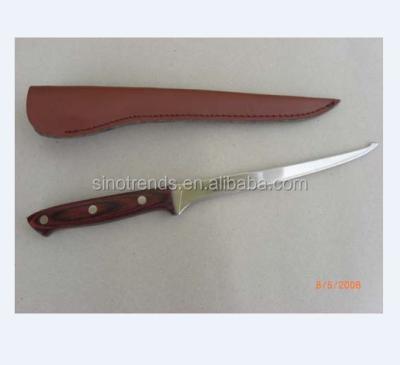 China SERVING SERVING fixed knife withpakka camping knife fillet knife fishing blade KNIFE wooden handle and PU pocket for sale