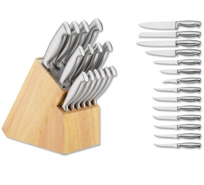 China Sustainable 14 Pcs Stainless Steel Kitchen Knife Set With Hollow Handle for sale