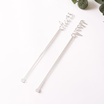 China Acrylic Silver Color Customized Acrylic Cheers Drink Stirrers And Stirrers Customized By Gold Color With 