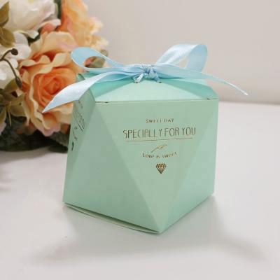 China Europe Diamond Polygon Candy Packaging Box for Chocolate with Ribbon for sale