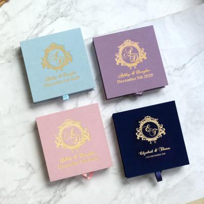 China Europe Mirror Wedding Elegant Invitations Suede Box Invitations for sale