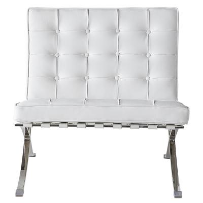 China Storage Barcelona Genuine White Leather Chair For Hotel Office Lounge Furniture New Ready To Ship for sale