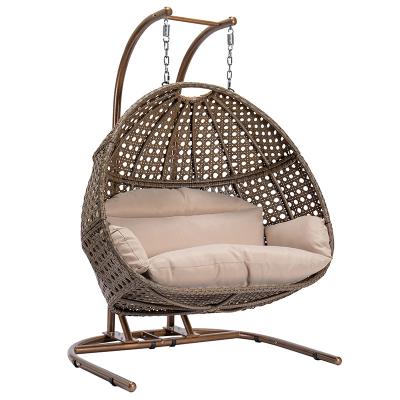 China Egg Swing Swing Chair With Metal Bracket Furniture Outdoor Rattan Wicker Material Color Original Place Hanging General Pattern Double for sale