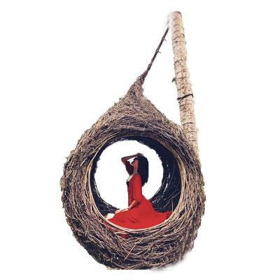 China Modern Heart Shape Hanging Chair Round Balcony Garden Swing Chair Furniture Outdoor Patio Swings Hanging Sensory Rattan Egg Chair for sale