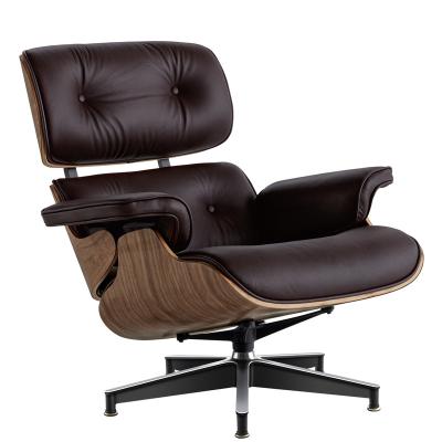 China Adjustable (Other) EMS Lounge Chair And Brown Ottoman Classic Design Dark Leather Lounge Chair Ottoman for sale