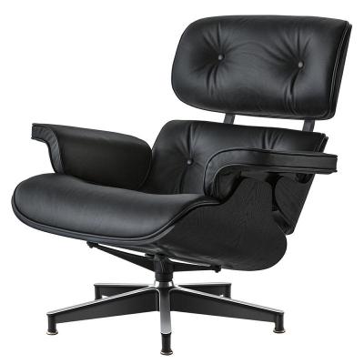 China Foldable EMS Leather Lounger Chair And Ottoman Full Black Hits Fast Shipping Black Leather for sale