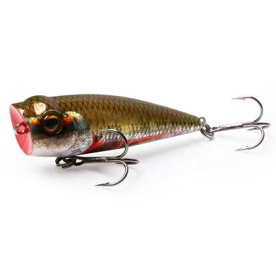 China 3D Eyes Topwater Realistic Swimbait Hard Lure Bass Popper Fishing Lure with Treble Hooks for sale