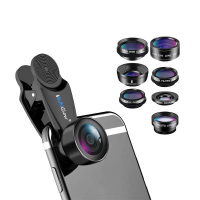 China Multifunctional 7 Kinds of Photography Lens for Huawei Xiaomi Smartphone iPhone Vlog Photography Visual Instruments 7 in 1 Mobile Phone Camera Lens Kit Closeup Kaleidoscope Lens for sale