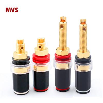 China Brass Gold Plated HIGH FIDELITY Brass Gold Plated Brass Female Loudspeaker Plug Female Speaker DIY Connector Terminal Free Solder Terminal Plug for sale