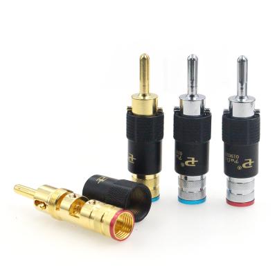 China audio & Visual pure copper rhodium plated carbon fiber 9mm rca banana plug adapter male for sale