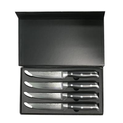 China Best Quality Durable High Carbon Steel Damascus Kitchen Steak Knife Serving Set for sale