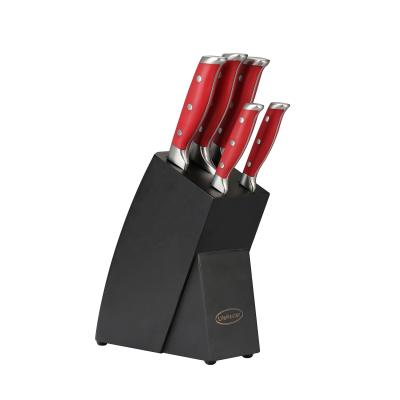 China 6pcs Red Color Stainless Steel Viable High Quality German Kitchen Knife Set With ABS Handle for sale