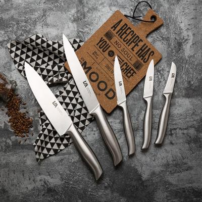 China New Design 5pcs Sustainable 3Cr13 Stainless Steel Kitchen Knife Set With Hollow SS Handle for sale