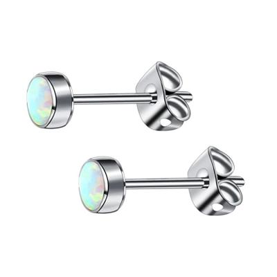 China Titanium Opal Trendy Stud Earrings Pierc Sensit Natural Stone Ear 100% Earring Hypoallergenic Nickel Free for sale