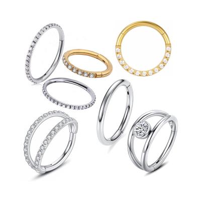 China Hypoallergenic titanium Monroe clicker ear hoop piercing real titanium septum implant g23 nose ring spells jewelry FASHIONABLE bulk body for sale