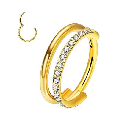 China Implant Grade Diamond Nose Ring Cartilage Loop Nose Ring Segment Ring Stylish Running Piercing Clicker for sale