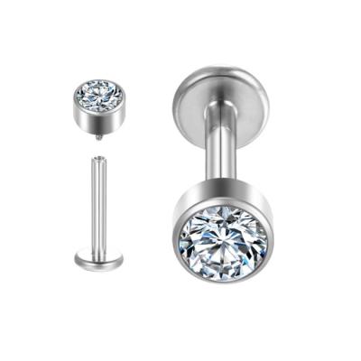 China 16G ASTM F136 Labret Hypoallergenic Nickel Free 100% Titanium Cartilage Flat Back Earring for sale