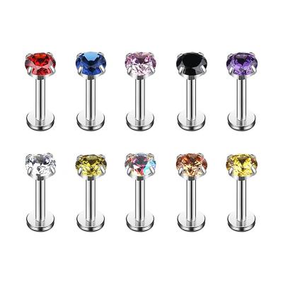 China 16G ASTM F136 Labret Hypoallergenic Nickel Free 100% Titanium Cartilage Flat Back Earring for sale