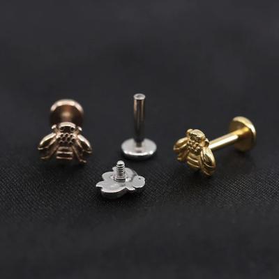 China Fine Nickel Free 100% Hypoallergenic Jewelry Nickel Free Earring Finding Vintage Jewelry Labret Piercing Spell Pusher The Bee Cartilage Stud for sale