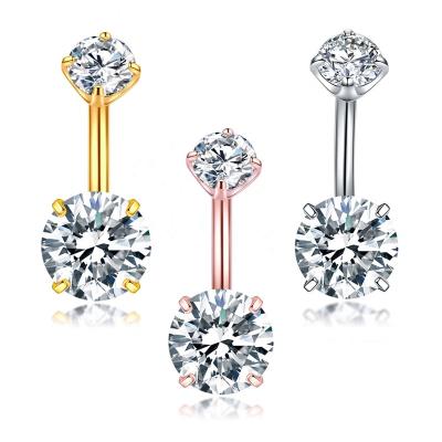 China CLASSIC Surgical Body CZ Crystal Stainless Steel Jewelry Vendors Wholesale Navel Rings Belly Button Rings for sale