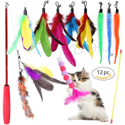 China Custom Made Viable Wholesale Pet Toy Stick Toy Colorful Butterfly Cat Glitter Cat Toy for sale