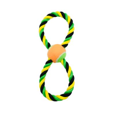 China Viable Manufacturer Wholesale Good Price Hand Holding Number Eight Shape Tennis Cotton Rope Pet Toy for sale