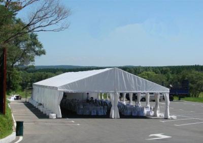 China Large size Commercial Party Tent wth white / yellow Double PVC Coated Rooftop for sale