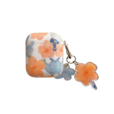 China 2022 Best Selling Fashion Literary Orange Flowers Protective Case For Airpods Pro Wireless Protective Earphone Cover For Airpod 1 2 3 for sale