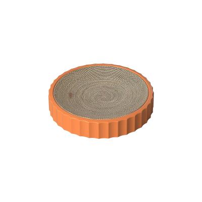 China Corrugated Brown Paper Stocked Cat Scratching With Play Ring Ball Cat Crusher Grinding Cat Scratcher for sale